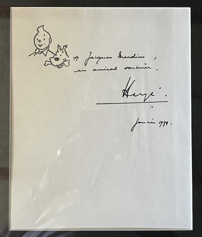HERGE - Dessin original signé Tintin et Milou 2