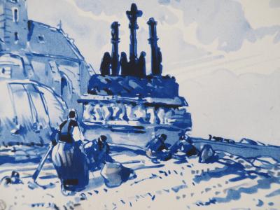 Mathurin MEHEUT : Bretagne, Le Vieux Calvaire, Héliogravure Signée 2