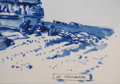 Mathurin MEHEUT : Bretagne, Le Vieux Calvaire, Héliogravure Signée 2