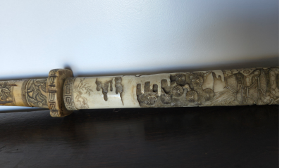 Japon - Période Meiji - Katana et son couteau - Monture en os - 1900 2