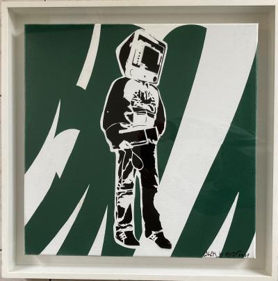 BLEK LE RAT - Pochoir et peinture aérosol sur toile signé et daté 2