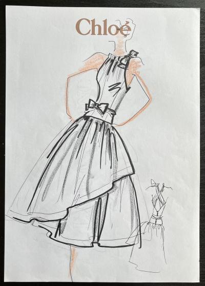 Karl LAGERFELD - dessin original haute couture