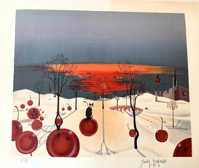 Xavier DEGANS - Paysage d’hiver - lithographie signée 2