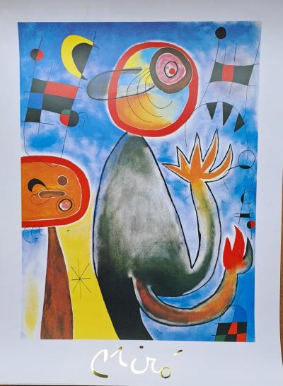 Joan Miro (d’après) - Les échelles en roue de feu traversant l’azur - Affiche