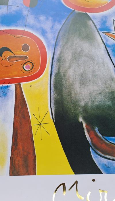 Joan Miro (d’après) - Les échelles en roue de feu traversant l’azur - Affiche 2