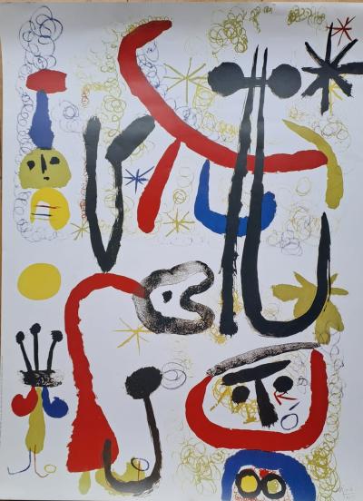 Joan Miro (d’après) - Personnage et animaux - Affiche 2