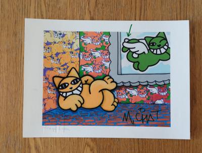 M Chat - Purr and Winged Cat, 2023 - Signed screenprint 2