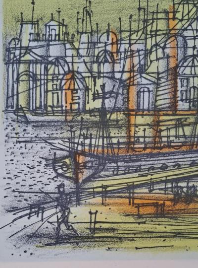 Jean Carzou - The boat on the quay - Original lithograph 2