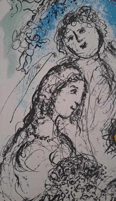 Marc Chagall - Les amoureux et le cheval bleu - Lithographie originale, en couleurs 2
