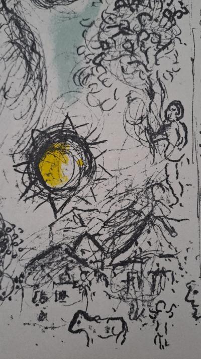 Marc Chagall - Les amoureux et le cheval bleu - Lithographie originale, en couleurs 2