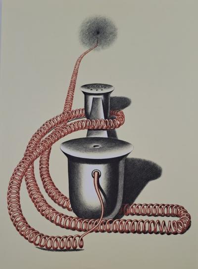Konrad Klapheck - Le téléphone - Lithographie originale, en couleurs 2