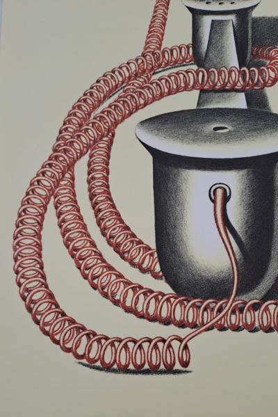 Konrad Klapheck - Le téléphone - Lithographie originale, en couleurs 2