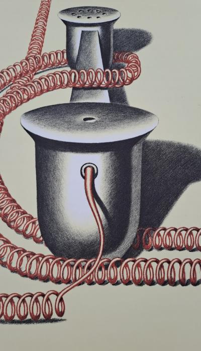 Konrad Klapheck - Le téléphone - Lithographie originale, en couleurs 2