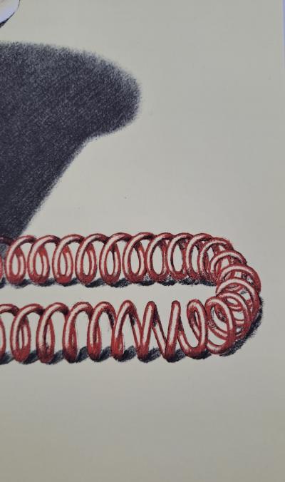Konrad Klapheck - Le téléphone - Lithographie originale, en couleurs 2