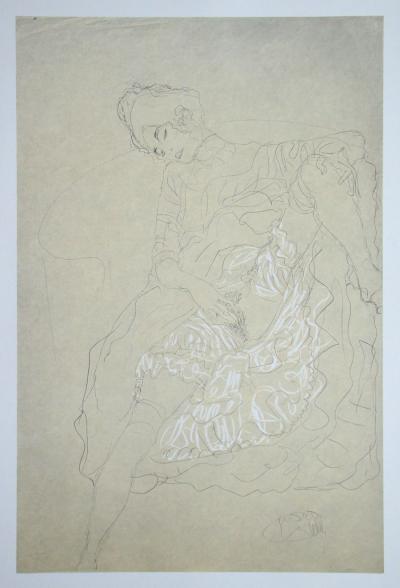 Gustav KLIMT (after), Erotic drawing, 1979 - Offset lithography signed 2