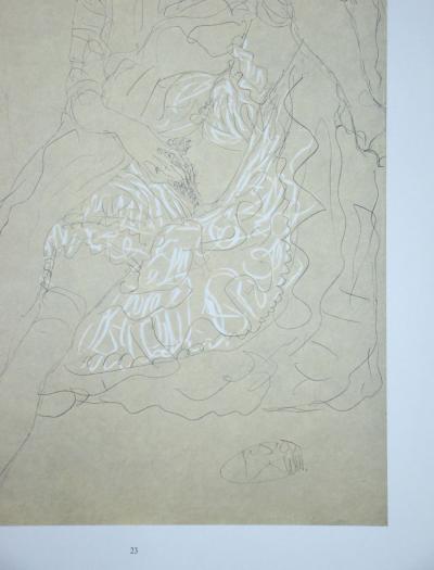 Gustav KLIMT (after), Erotic drawing, 1978 - Offset lithography signed 2