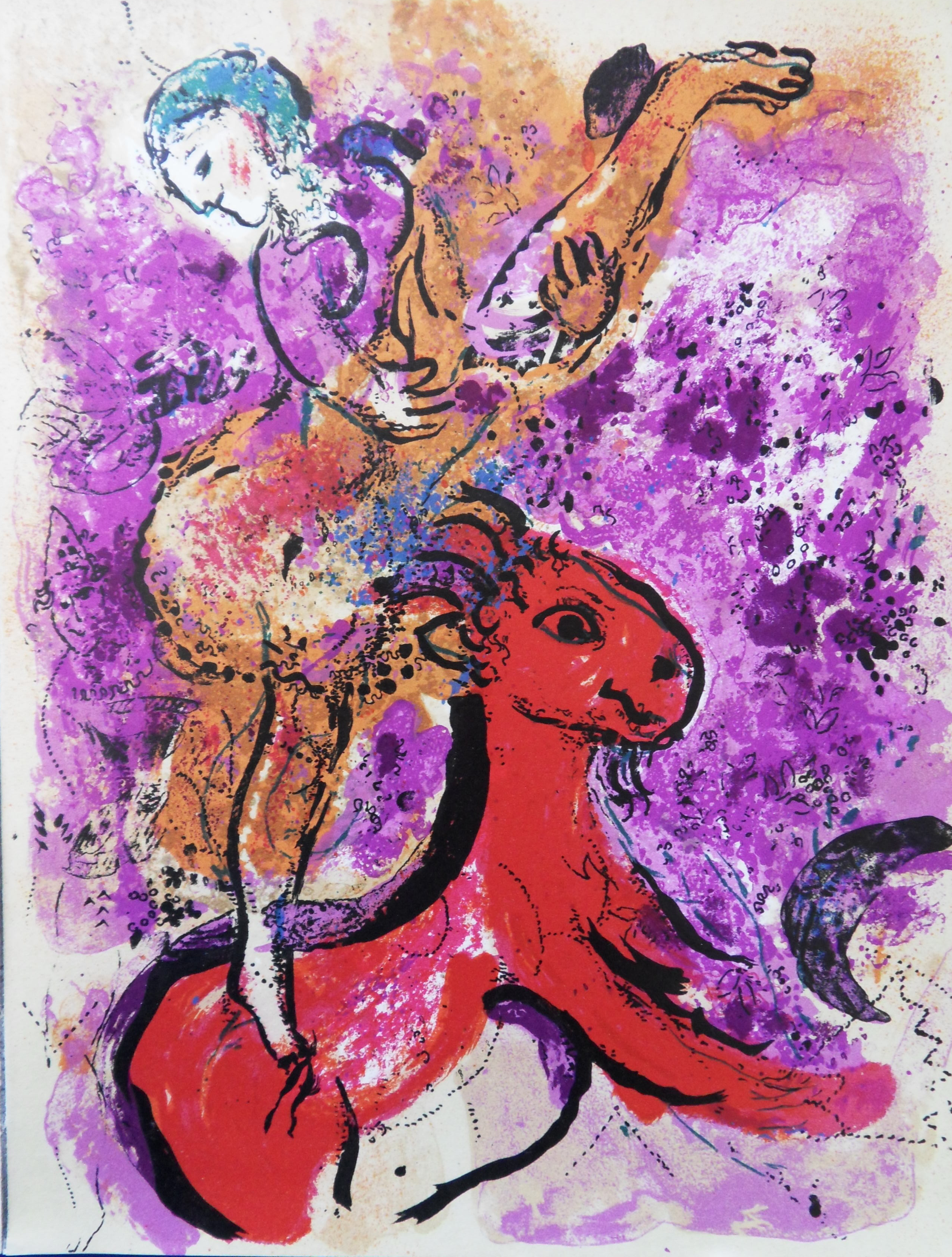 Marc CHAGALL : L'Ecuyère au cheval rouge - Lithographie originale - Art ...