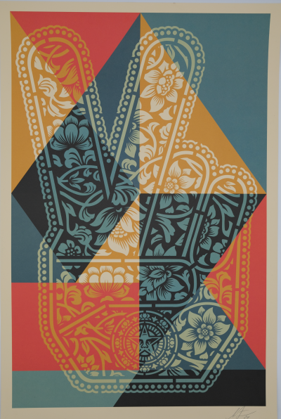 Shepard FAIREY (OBEY) : Fingers Peace - Lithographie originale signée 2