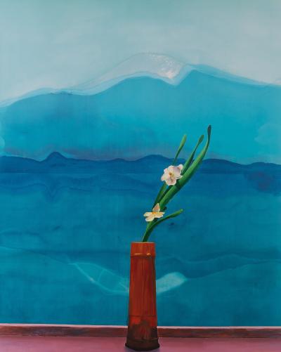 David HOCKNEY : Mount Fuji and Flowers - Affiche originale en couleurs 2