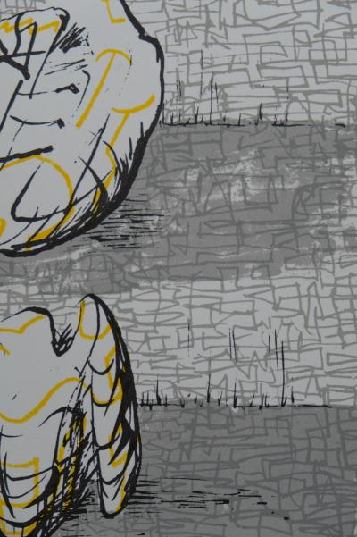 Henry MOORE : Trois personnages allongés - Lithographie originale signées 2