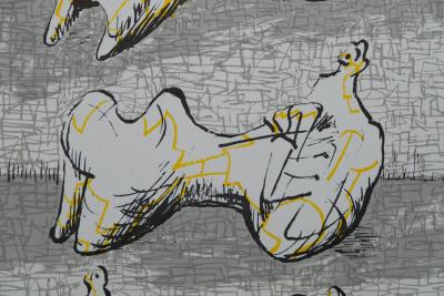 Henry MOORE : Trois personnages allongés - Lithographie originale signées 2