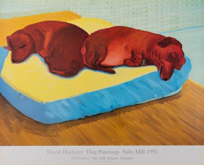 David Hockney: Dogs Painting - Original color poster 2