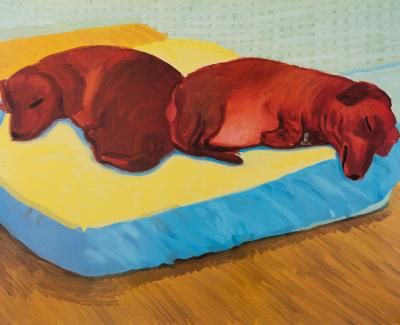 David Hockney: Dogs Painting - Original color poster 2