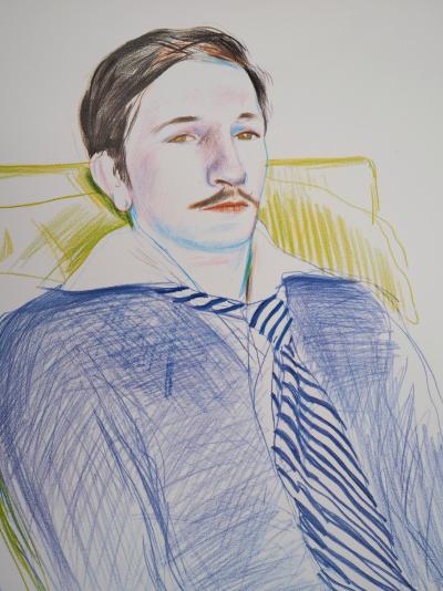 David HOCKNEY : Portrait de jeune homme - Affiche originale en couleurs 2