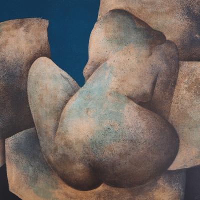 Claude GAVEAU : Nu de dos (bleu) - Lithographie originale signée 2