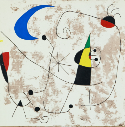 Joan MIRO : Personnage dans la nuit - Pochoir original signé