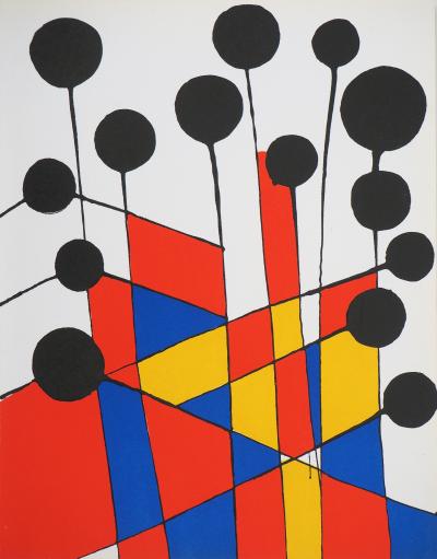 Alexander CALDER : Mosaïque et Ballons noirs - Lithographie originale