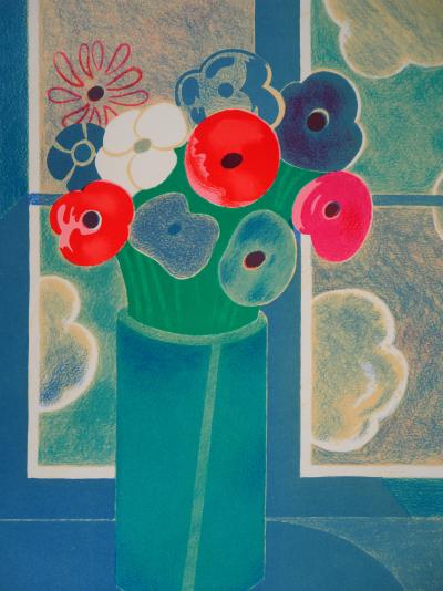 Albert ZAVARO: The Bouquet at the Window - Original Signed Lithograph 2