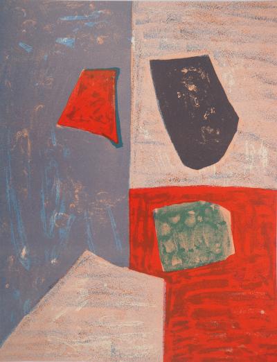Serge POLIAKOFF : Composition rose et rouge - Lithographie originale 2