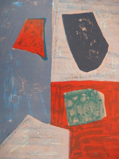 Serge POLIAKOFF : Composition rose et rouge - Lithographie originale 2