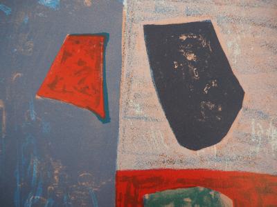 Serge POLIAKOFF : Composition rose et rouge - Lithographie originale 2