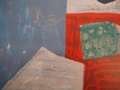 Serge POLIAKOFF : Composition rose et rouge - Lithographie originale 2