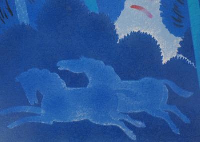 Albert ZAVARO : Les chevaux dans la tempête - Lithographie originale signée 2