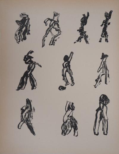 Henri Michaux: Lettrism 10 figures - Original lithograph 2
