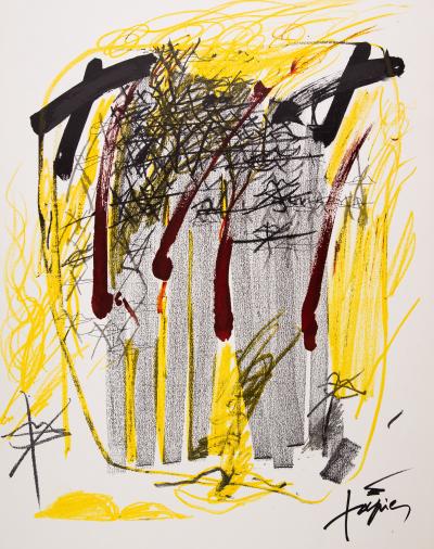Antoni TAPIES : Composition Abstraite en jaune - Lithographie originale signée 2