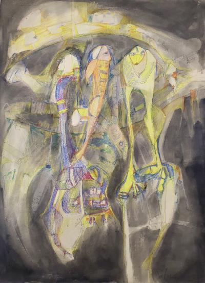 Gina Pellon, Composition, dessin original signé, 1969 2