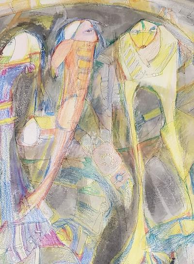 Gina Pellon, Composition, dessin original signé, 1969 2