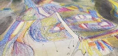Gina Pellon, Composition, dessin original signé, 1969 2