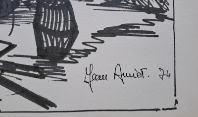 Jean Amiot - Bateaux au port, 1974 - Lithographie originale signée au crayon 2