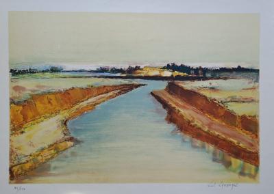 Louis Lamarque - Bords de grêve - Lithographie originale signée au crayon et numérotée 2
