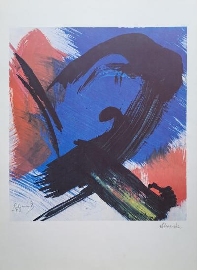 Gérard Schneider -  Composition abstraite, 1978 - Lithographie originale, en couleur,  signée 2