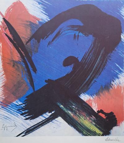 Gérard Schneider -  Composition abstraite, 1978 - Lithographie originale, en couleur,  signée 2