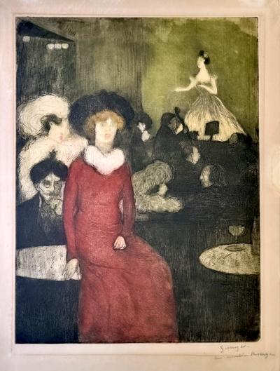 Joaquín Sunyer y Miró, Au Moulin Rouge, eau-forte signée, vers 1890 2