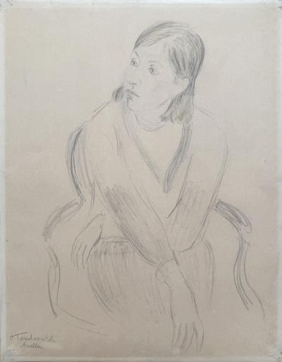 Constantin Terechkovitch - Jeune femme - Dessin original crayon signée 2