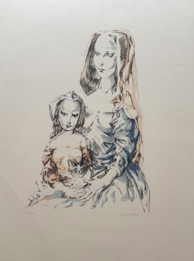 Léonard Tsuguharu FOUJITA - Femme et enfant, 1964 - Lithographie originale signée au crayon 2