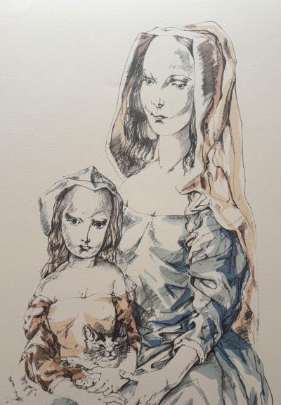 Léonard Tsuguharu FOUJITA - Femme et enfant, 1964 - Lithographie originale signée au crayon 2